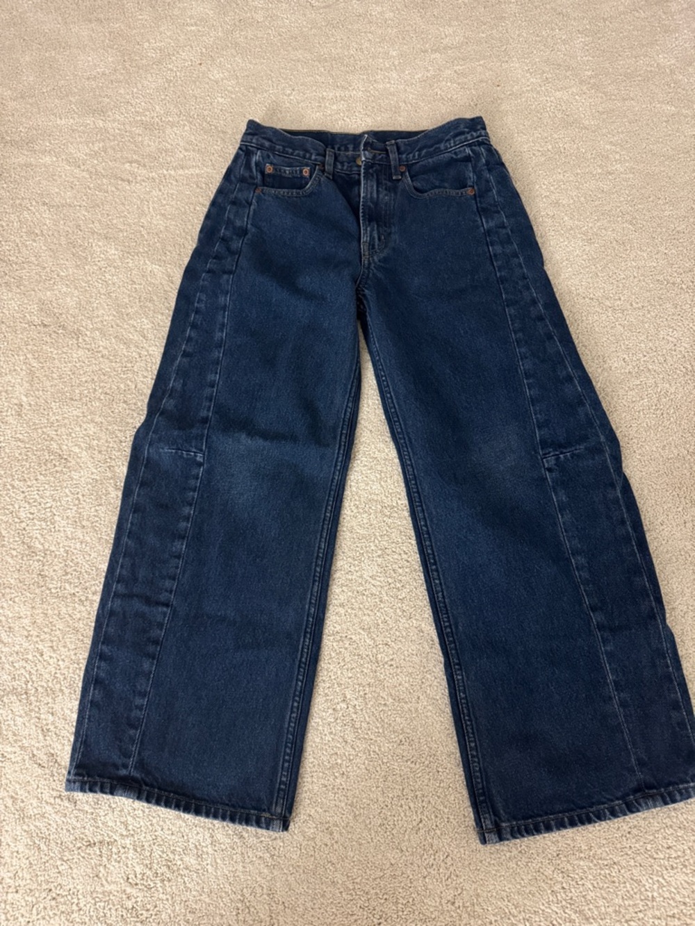 B SIDES women’s slim lasso Dark Navy Relaxed Wide-Leg Jeans